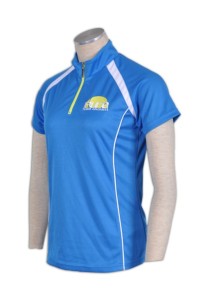 P453 網球隊衫 訂製網球衫 半胸拉鏈 定做網球POLO 設計拉鏈poloshirt  polo製衣廠    海藍色